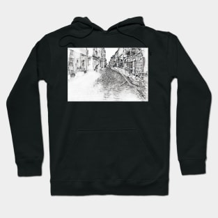 Cobbled street drawing of Whitby North Yorkshire Hoodie